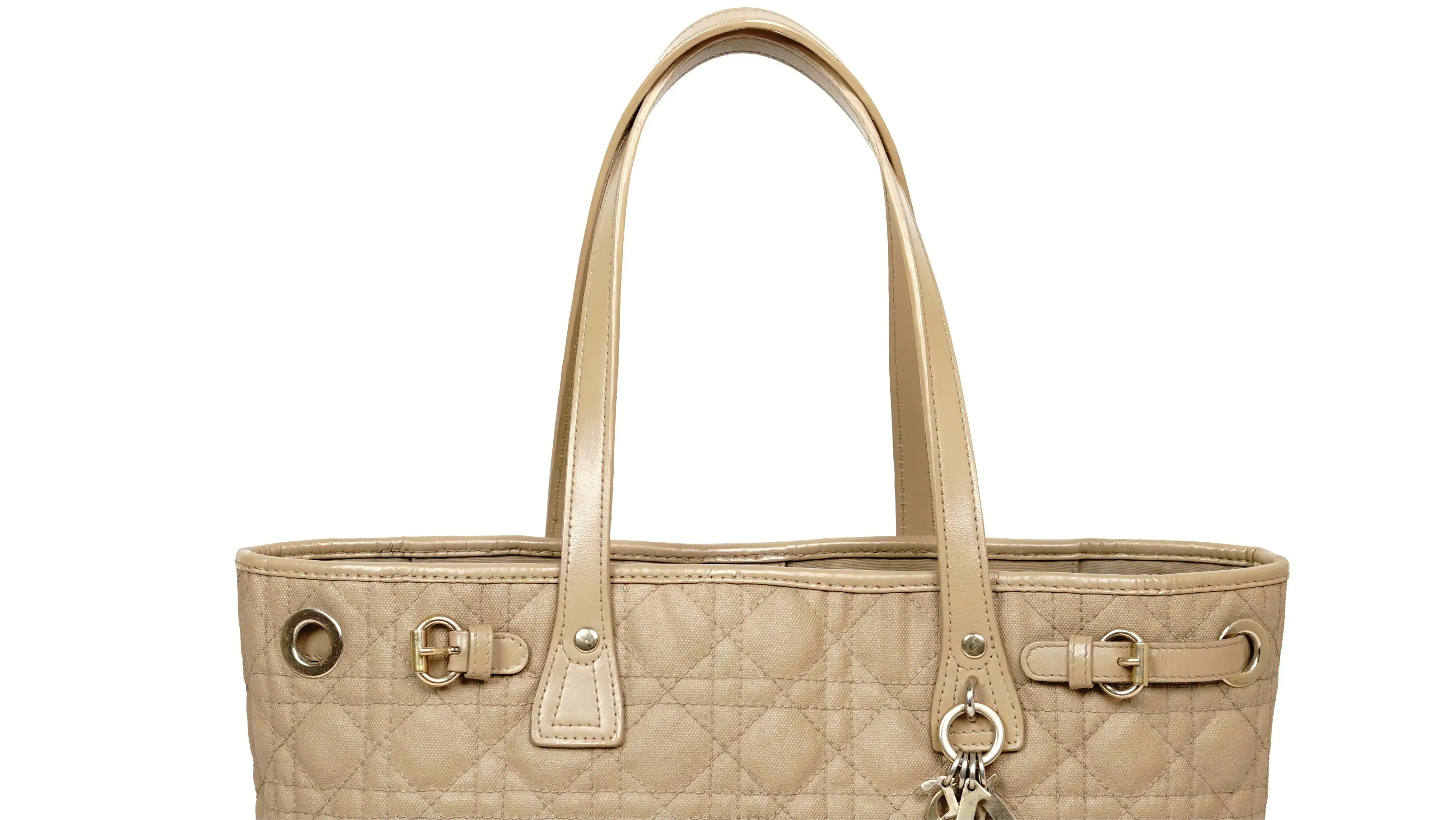 Before Dior tote handle change showing worn and damaged handles