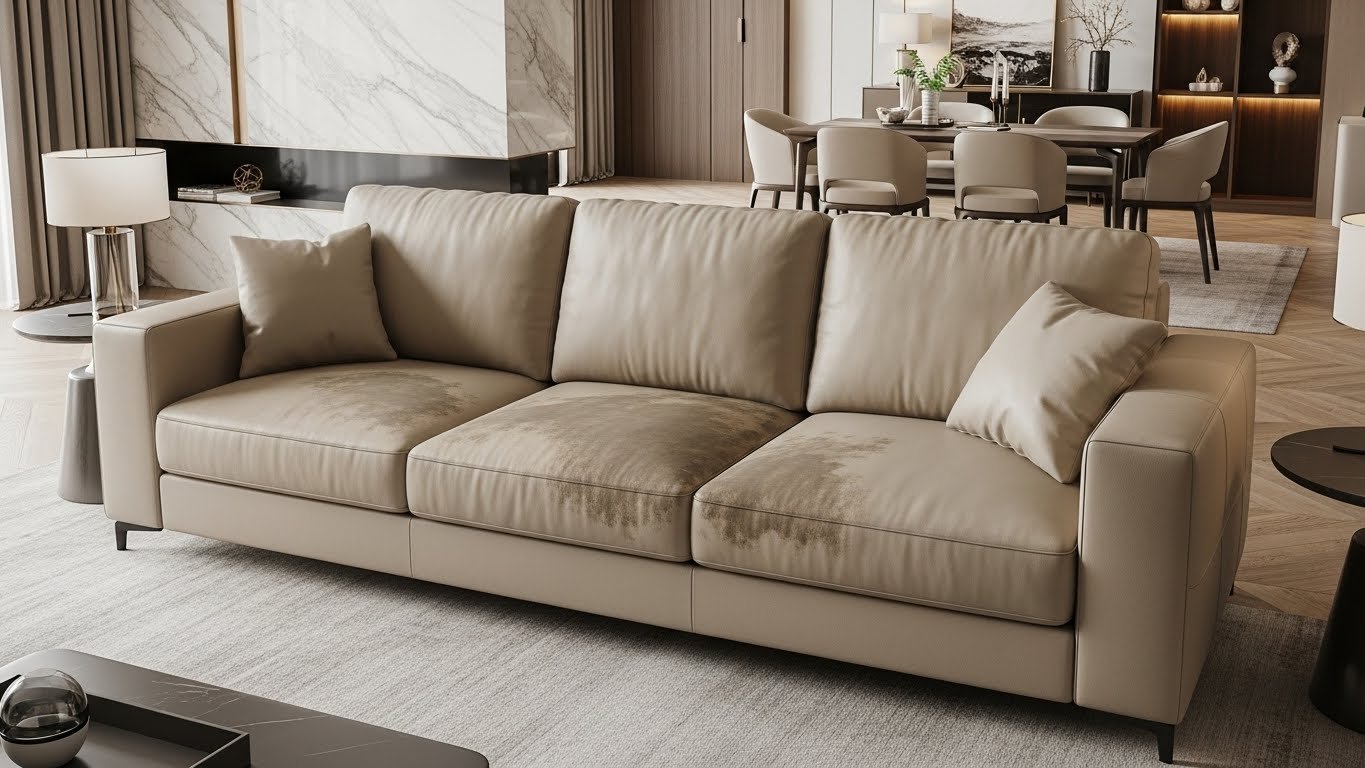 Oil stains on a leather sofa