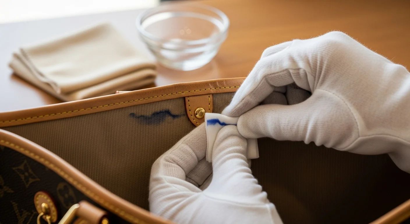 cleaning water spots from Vachetta leather on a Louis Vuitton Speedy