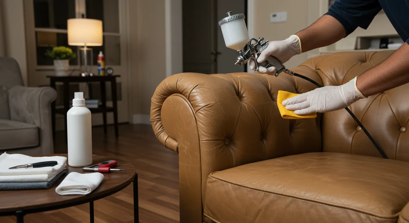 Leather sofa recolouring process